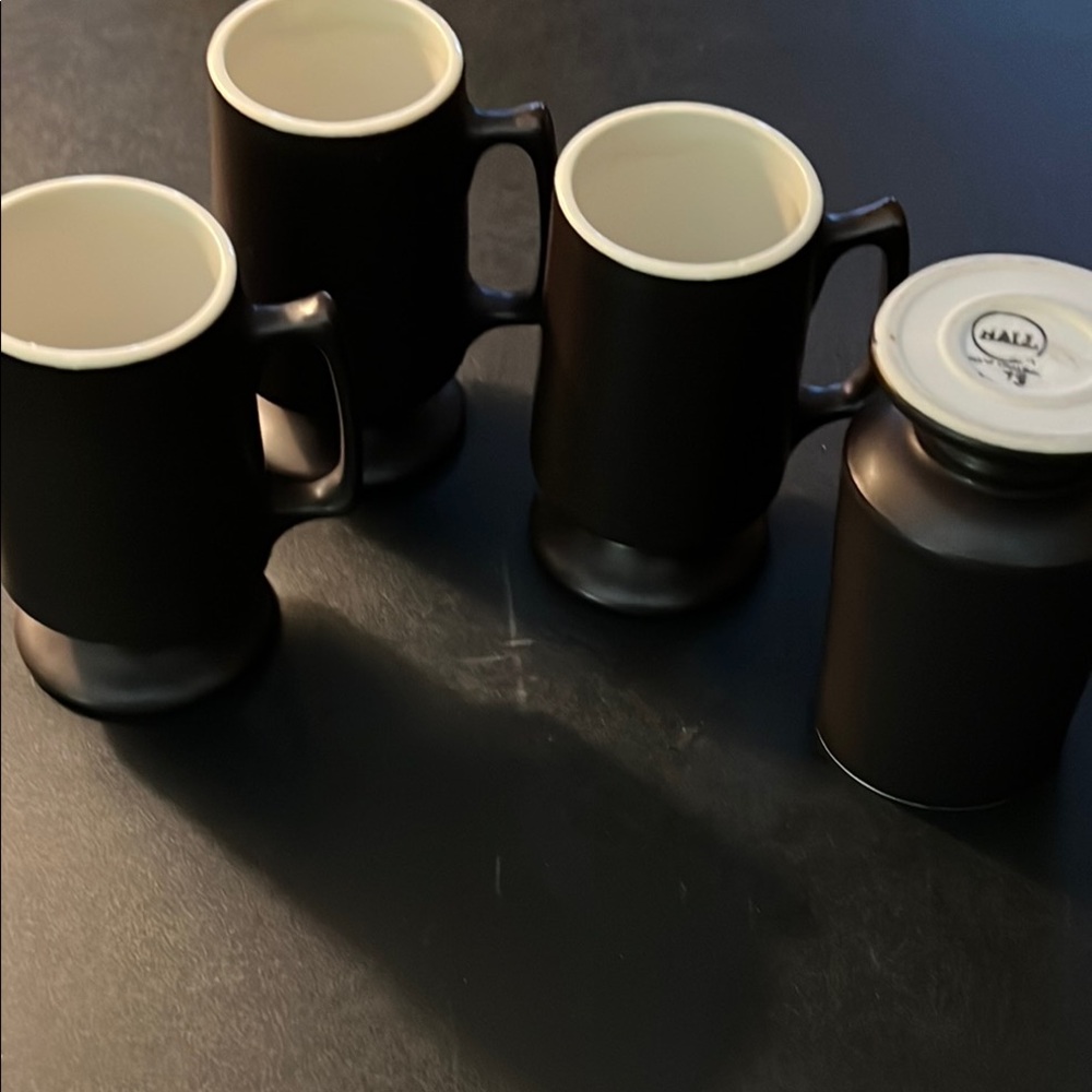 Hall Black Ceramic Mug Set (4)